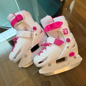 Adjustable Toddler/Girl’s Ice Skates White and Pink